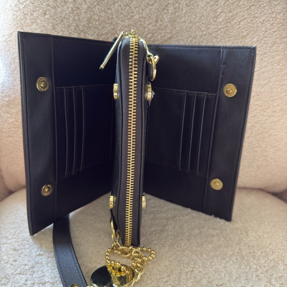 Steve Madden Black Crossbody Bag with Gold Accents - Picture 3 of 4